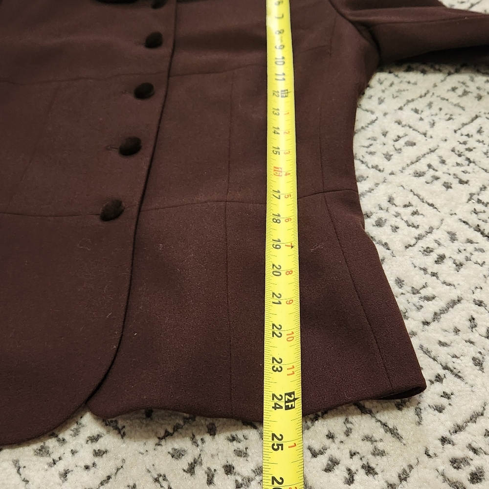 Le Suit Brown Wool Women's Blazer Velvet Buttons Beaded Collar & Cuffs Lined 8 - Picture 14 of 16